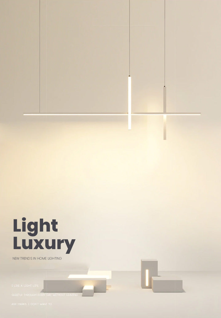 Modern Minimalist LED Striplight Horizontal Suspended Light Fitting Contemporary Chandelier For Kitchen Island Worktop Dining Room Home Office Decor