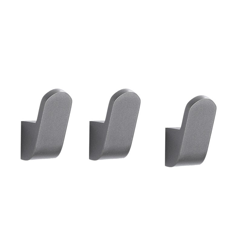 Modern Minimalist Matte Black Aluminum Clothes Hooks Wall Mounted Robe Hangers For Entrance Hall Bedroom Bathroom Coat Hooks