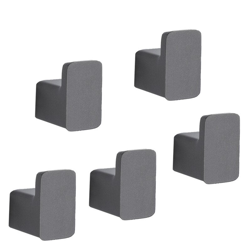 Modern Minimalist Matte Black Aluminum Clothes Hooks Wall Mounted Robe Hangers For Entrance Hall Bedroom Bathroom Coat Hooks