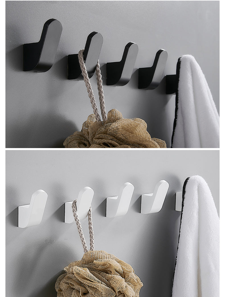 Modern Minimalist Matte Black Aluminum Clothes Hooks Wall Mounted Robe Hangers For Entrance Hall Bedroom Bathroom Coat Hooks