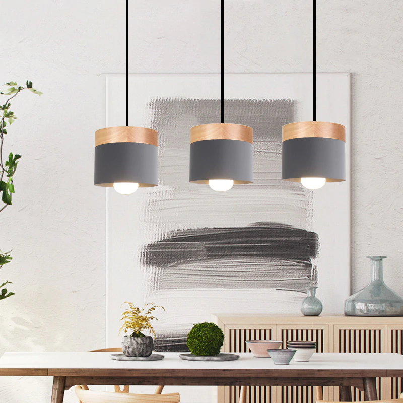 Modern Nordic Style LED Pendant Lighting Fixtures Wood Iron Designer Hanging Lamps For Living Room Dining Room Cafe Lighting