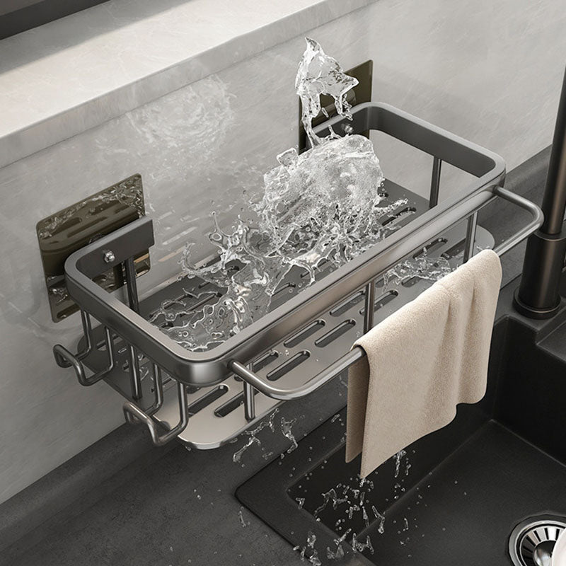 Modern Space Aluminium Kitchen Sink Storage Rack For Towel Soap Sponge Cleaning Dishwashing Utensil Handy Tidy Kitchen Organizer