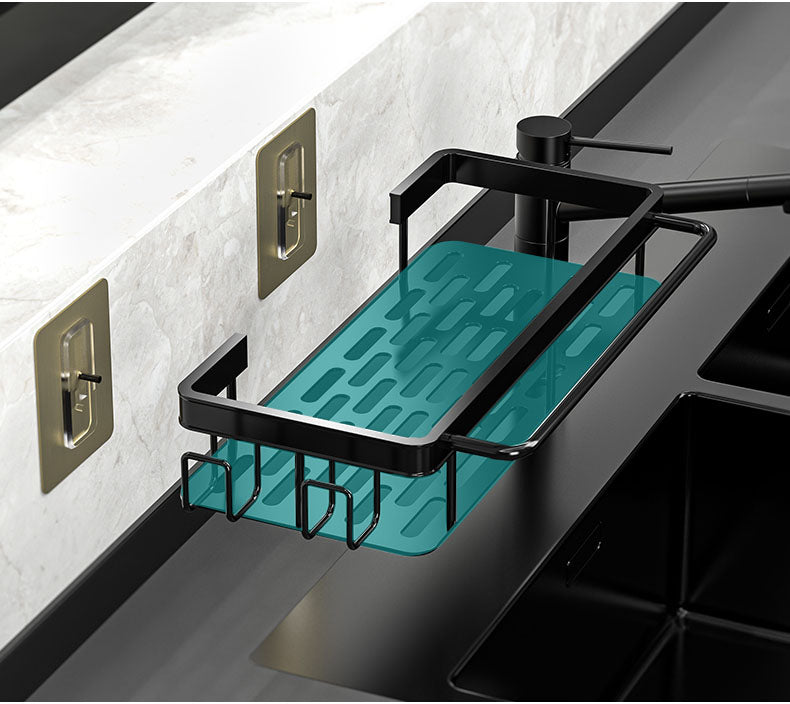 Modern Space Aluminium Kitchen Sink Storage Rack For Towel Soap Sponge Cleaning Dishwashing Utensil Handy Tidy Kitchen Organizer