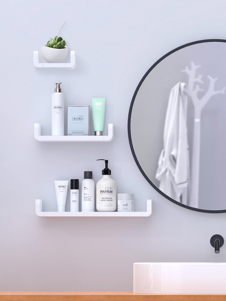 Modern White Bathroom Storage Shelves Cosmetics Holders Shower Rack Kitchen Shelves Bathroom Shower Waterproof Plastic Shelf