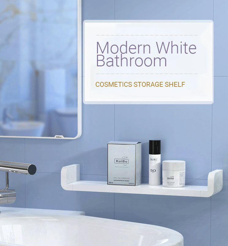 Modern White Bathroom Storage Shelves Cosmetics Holders Shower Rack Kitchen Shelves Bathroom Shower Waterproof Plastic Shelf