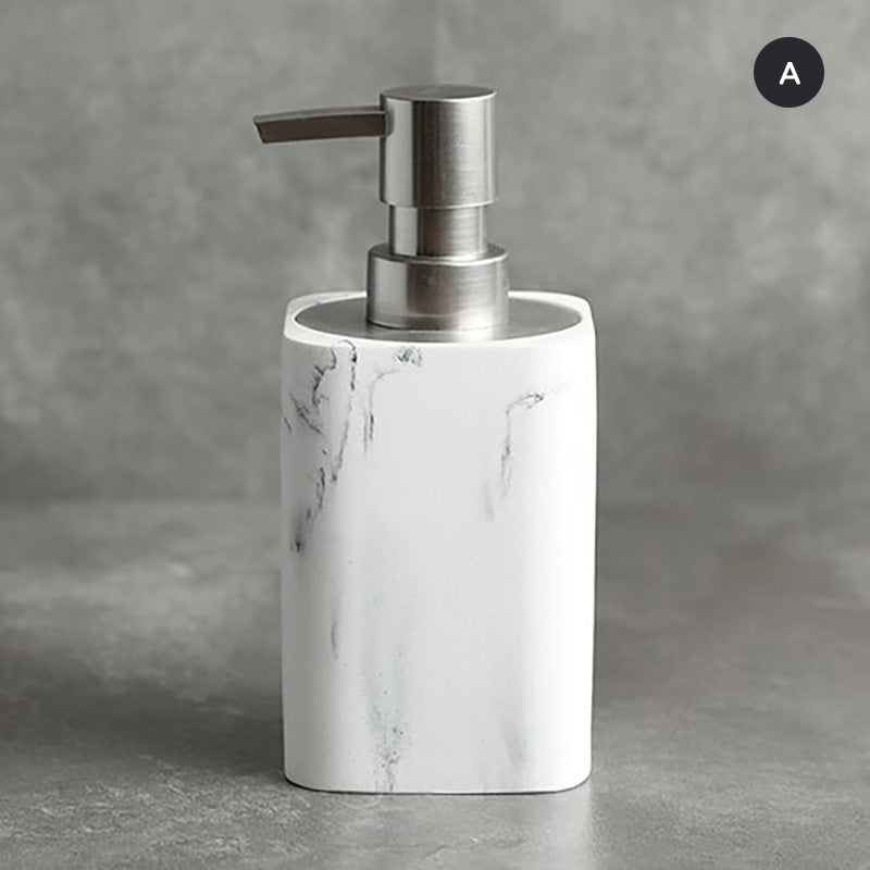 Modern White Marble Bathroom Accessories Sets Liquid Soap Dispenser Mouthwash Tumbler Toothbrush Holder Box For Cotton Swabs