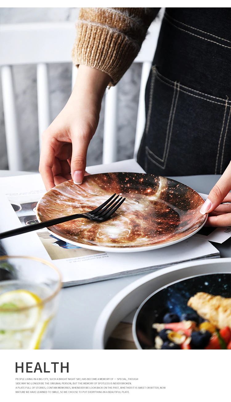 Mysterious Skies Solar System Galaxy Dinner Plates Ceramic Tableware Handcrafted By Artisans Perfect Fancy Gift For Adults And Kids