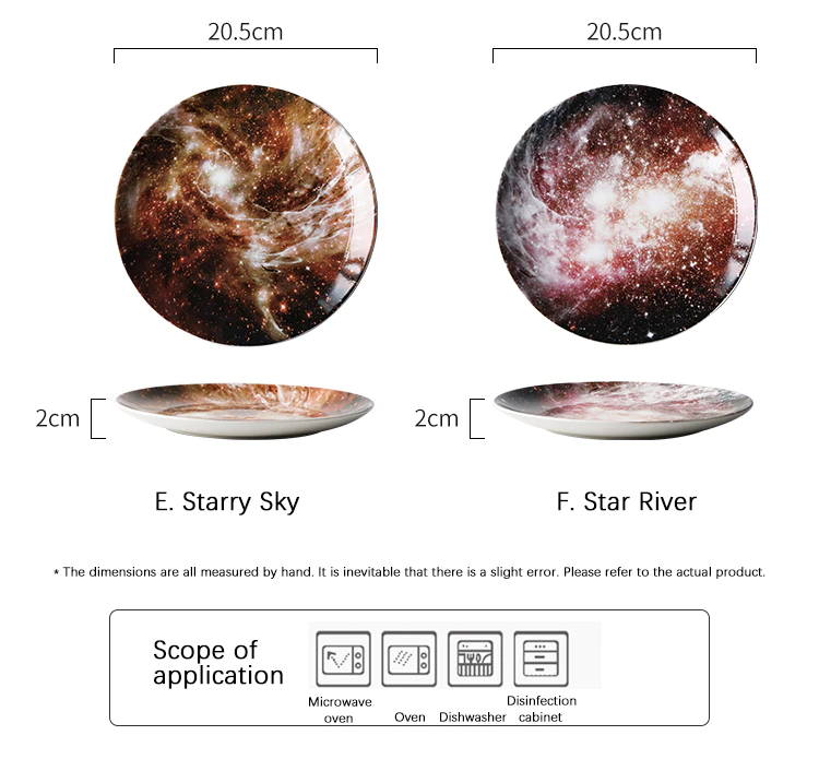 Mysterious Skies Solar System Galaxy Dinner Plates Ceramic Tableware Handcrafted By Artisans Perfect Fancy Gift For Adults And Kids