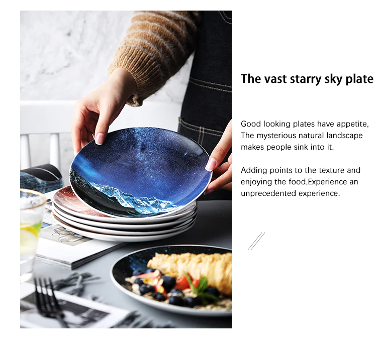 Mysterious Skies Solar System Galaxy Dinner Plates Ceramic Tableware Handcrafted By Artisans Perfect Fancy Gift For Adults And Kids