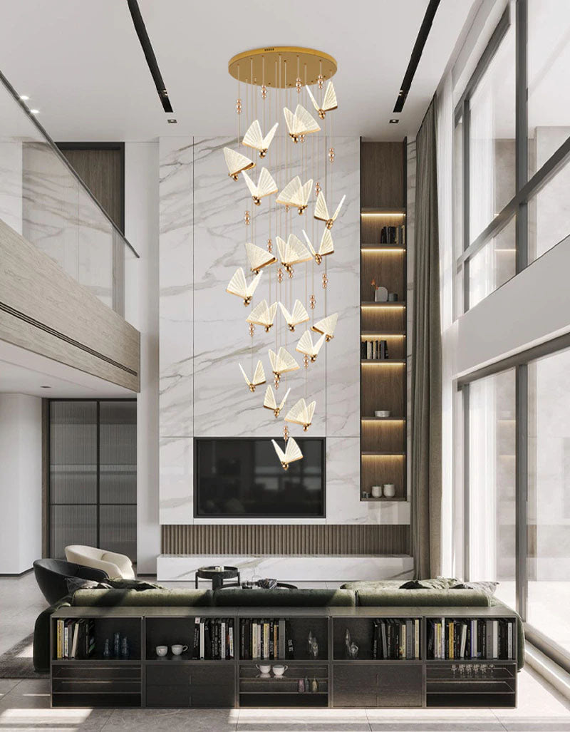 NEW For 2022 Butterfly Lighting LED Pendant Lamps Chic Stylish Elegant Hanging Lamps For Staircase Living Room Dining Room Trending Home Interiors