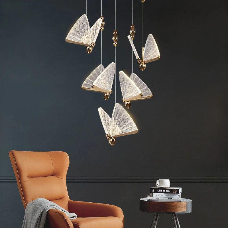 NEW For 2022 Butterfly Lighting LED Pendant Lamps Chic Stylish Elegant Hanging Lamps For Staircase Living Room Dining Room Trending Home Interiors