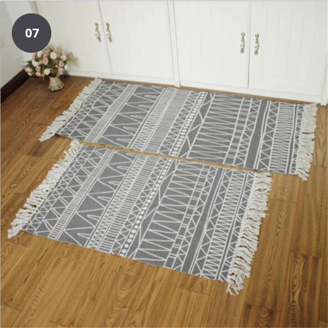 Natural Color Cotton Aztec Rug Soft Tassel Carpet Mat For Living Room Dining Room Carpet Door Mat Simple Nordic Style Decor