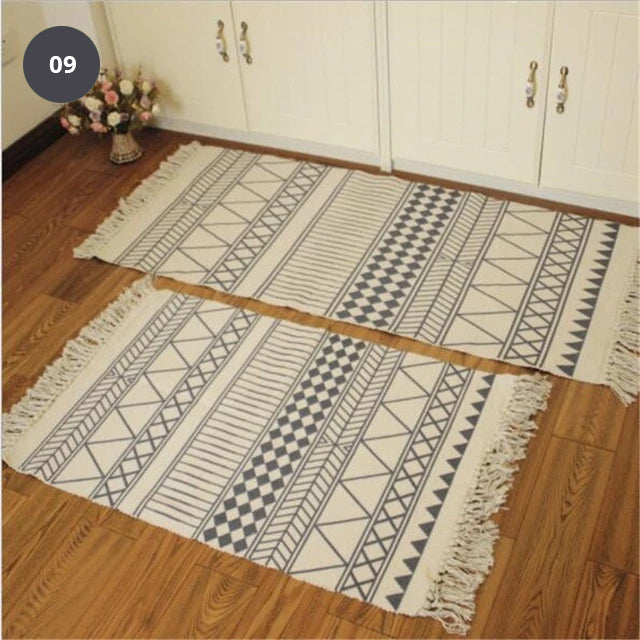 Natural Color Cotton Aztec Rug Soft Tassel Carpet Mat For Living Room Dining Room Carpet Door Mat Simple Nordic Style Decor