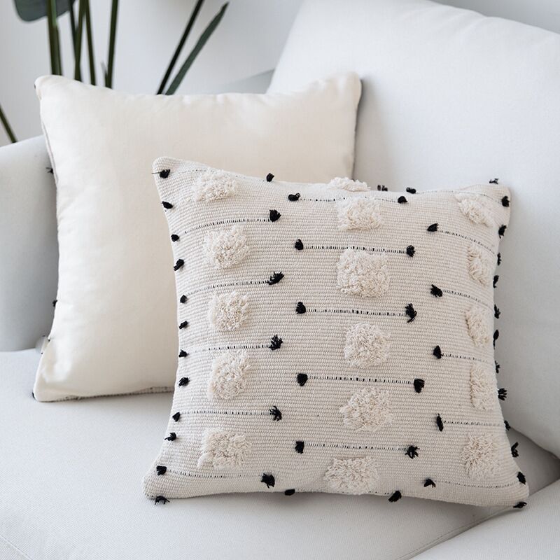 Natural Colors Nordic Cushion Cover For Sofa Cushions Black White Woven Cotton Geometric Style Pillow Cover For Living Room Bedroom Stylish Home Decor 45x45cm30x50cm