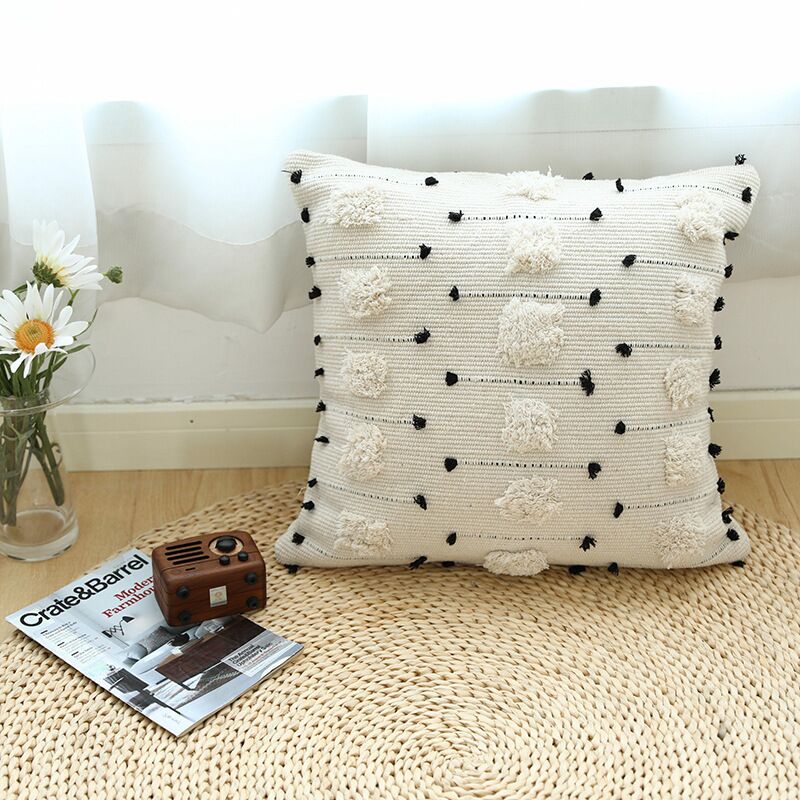 Natural Colors Nordic Cushion Cover For Sofa Cushions Black White Woven Cotton Geometric Style Pillow Cover For Living Room Bedroom Stylish Home Decor 45x45cm30x50cm