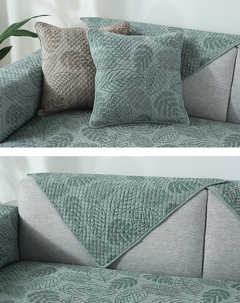Nordic Living Room Sofa Cover Stylish Modern Furniture Covering Soft Quilted Jacquard Cotton Couch Cover For Sofa Armrests Cushion Covers in 2 Colors