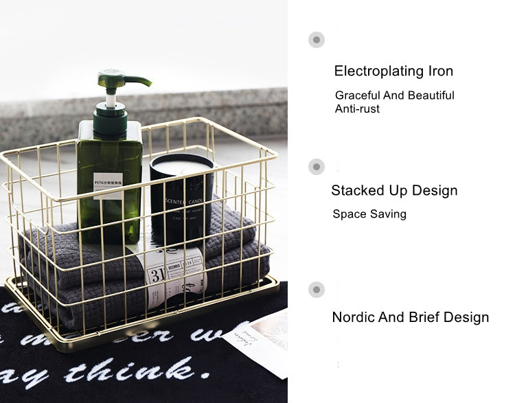 Nordic Luxury Handmade Gold Net Basket Organizer For Bathroom Accessories Cosmetics Towels Clothes Sundries Storage Basket For Washroom Kitchen Essentials