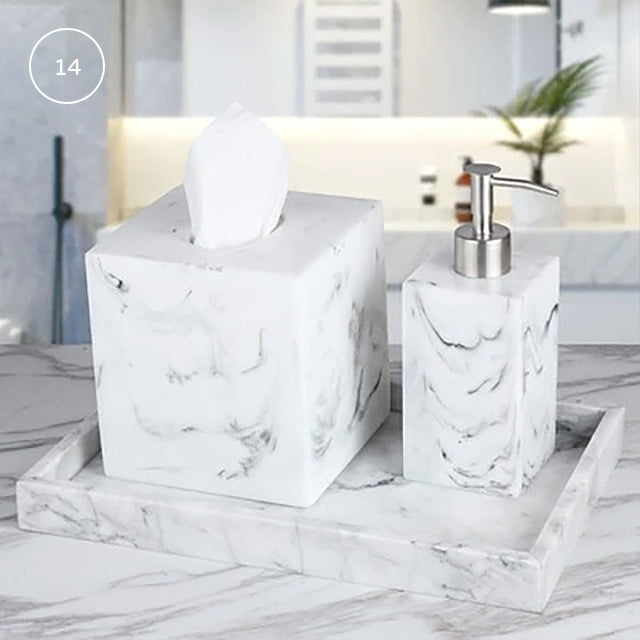 Nordic Marble Design Bathroom Storage Tray For Soap Dispenser Tissue Box Cosmetics Jewelry etc Black White Accessories For Luxury Hotel Home Office Washroom