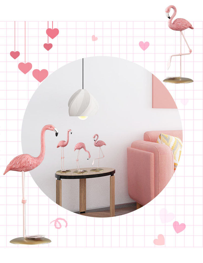 Pink Flamingo Figurine Resin Miniature Animal Ornaments Statues For Home Decoration Wedding Party Valentines Gift Nordic Style Decoration 3 Styles