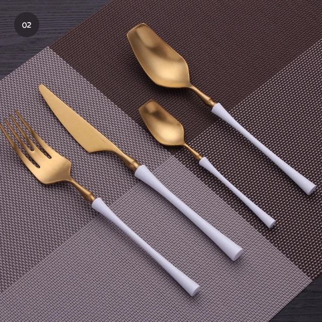 Premium Gold Cutlery Set High Quality Stainless Steel Knife Fork Spoon Sets For Dinner Table Gift Wedding Party Modern Luxury Dinnerware Essentials