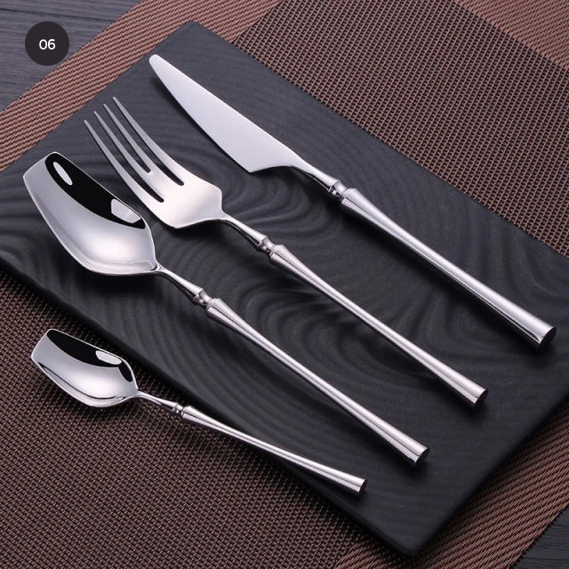 Premium Gold Cutlery Set High Quality Stainless Steel Knife Fork Spoon Sets For Dinner Table Gift Wedding Party Modern Luxury Dinnerware Essentials