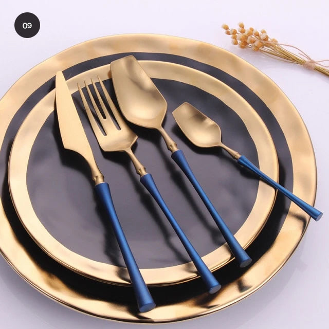 Premium Gold Cutlery Set High Quality Stainless Steel Knife Fork Spoon Sets For Dinner Table Gift Wedding Party Modern Luxury Dinnerware Essentials