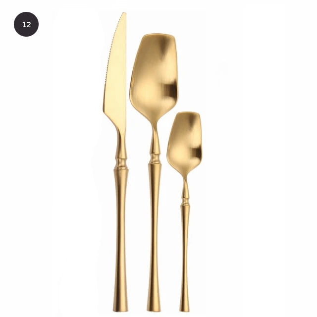 Premium Gold Cutlery Set High Quality Stainless Steel Knife Fork Spoon Sets For Dinner Table Gift Wedding Party Modern Luxury Dinnerware Essentials