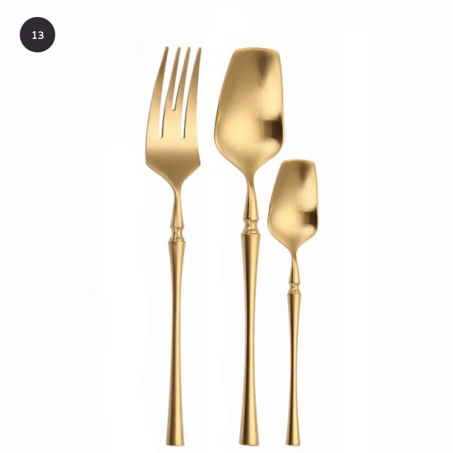 Premium Gold Cutlery Set High Quality Stainless Steel Knife Fork Spoon Sets For Dinner Table Gift Wedding Party Modern Luxury Dinnerware Essentials