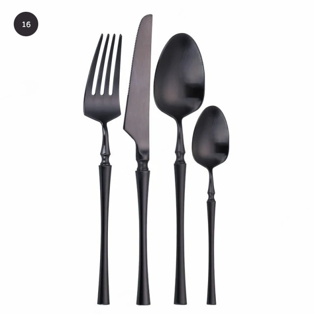 Premium Gold Cutlery Set High Quality Stainless Steel Knife Fork Spoon Sets For Dinner Table Gift Wedding Party Modern Luxury Dinnerware Essentials