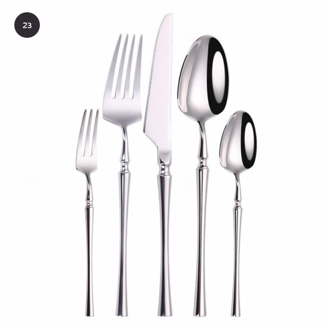 Premium Gold Cutlery Set High Quality Stainless Steel Knife Fork Spoon Sets For Dinner Table Gift Wedding Party Modern Luxury Dinnerware Essentials