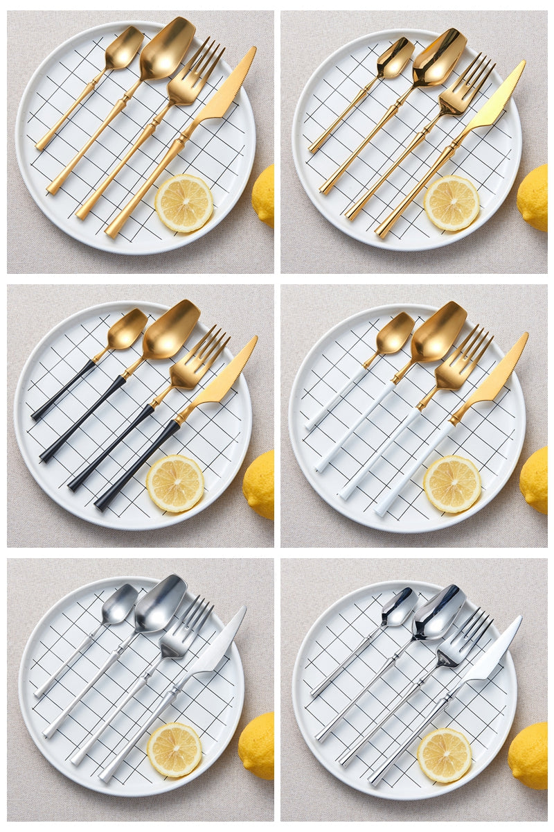 Premium Gold Cutlery Set High Quality Stainless Steel Knife Fork Spoon Sets For Dinner Table Gift Wedding Party Modern Luxury Dinnerware Essentials