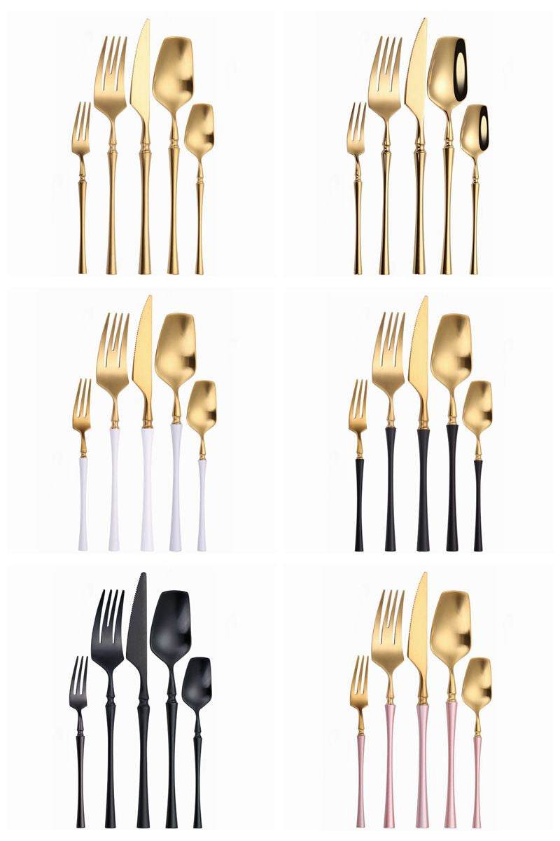 Premium Gold Cutlery Set High Quality Stainless Steel Knife Fork Spoon Sets For Dinner Table Gift Wedding Party Modern Luxury Dinnerware Essentials