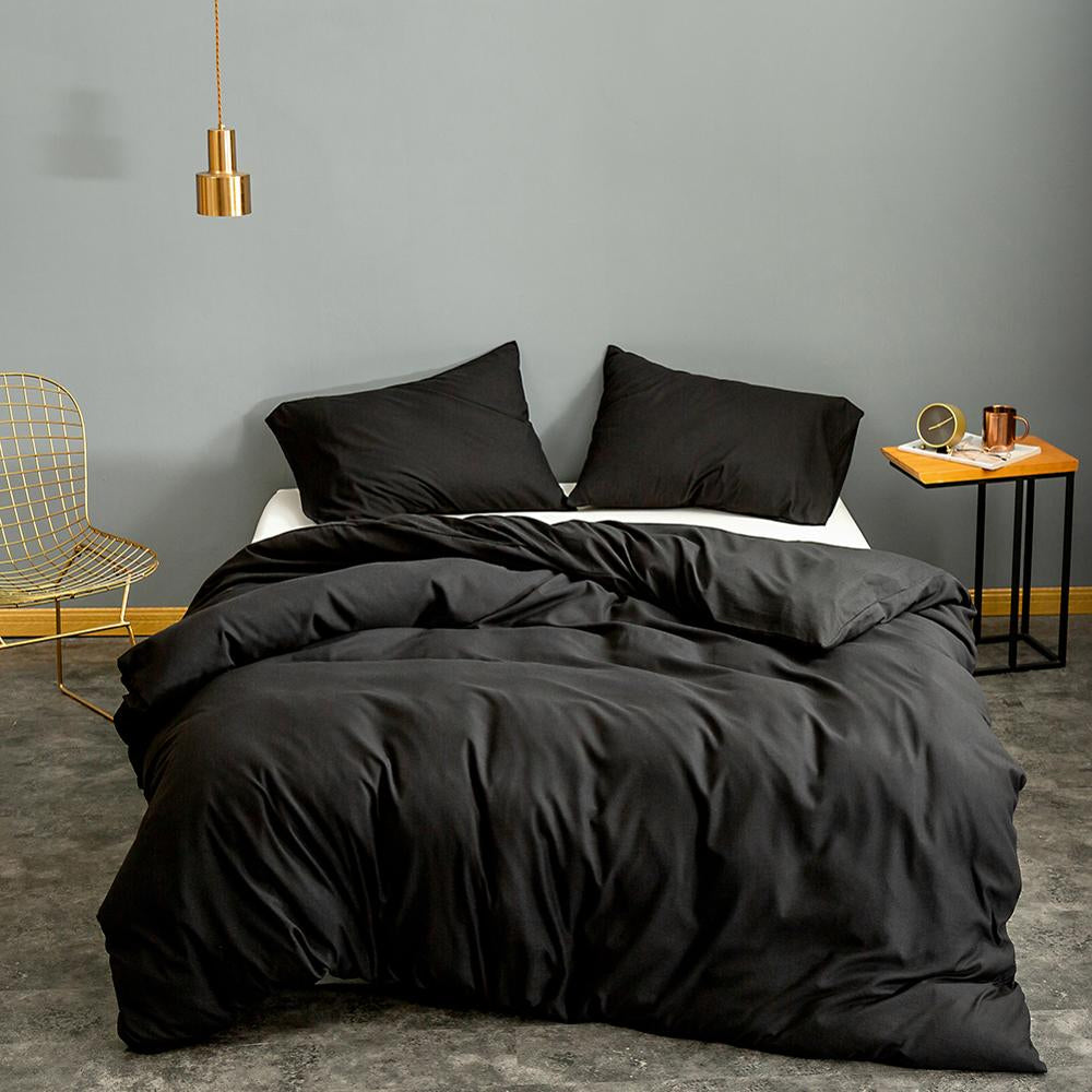Premium Solid Color Duvet Cover Black Queen Size King Size Quilt Cover Bedding For Modern Urban Apartment Bedroom Boutique Hotel Décor