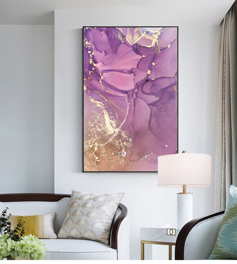 Purple Pink Abstracts Modern Contemporary Wall Art Fine Art Canvas Prints For Bedroom Or Living Room Pictures Office or Home Glam Interior Decor