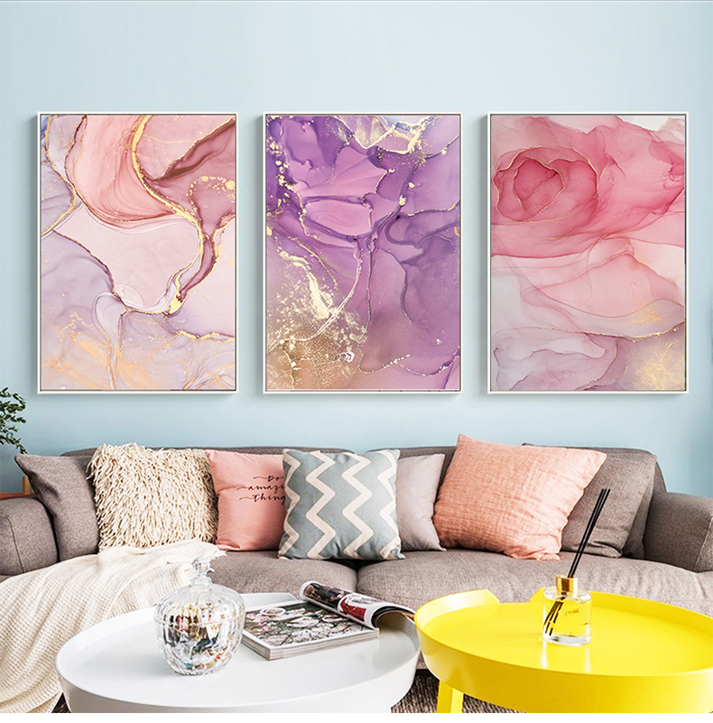 Purple Pink Abstracts Modern Contemporary Wall Art Fine Art Canvas Prints For Bedroom Or Living Room Pictures Office or Home Glam Interior Decor
