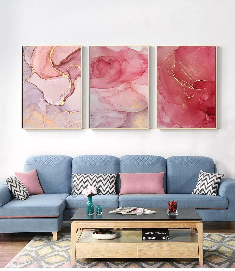 Purple Pink Abstracts Modern Contemporary Wall Art Fine Art Canvas Prints For Bedroom Or Living Room Pictures Office or Home Glam Interior Decor