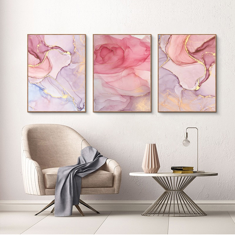 Purple Pink Abstracts Modern Contemporary Wall Art Fine Art Canvas Prints For Bedroom Or Living Room Pictures Office or Home Glam Interior Decor