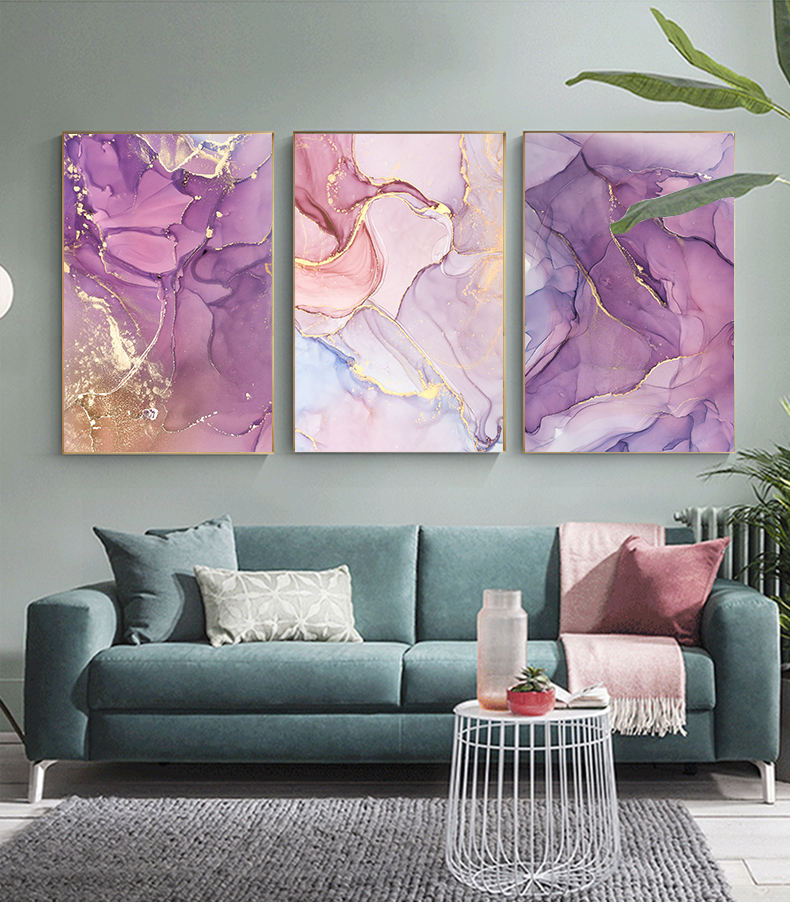 Purple Pink Abstracts Modern Contemporary Wall Art Fine Art Canvas Prints For Bedroom Or Living Room Pictures Office or Home Glam Interior Decor