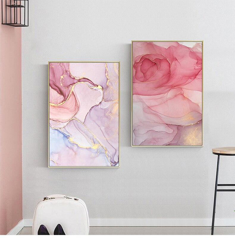 Purple Pink Abstracts Modern Contemporary Wall Art Fine Art Canvas Prints For Bedroom Or Living Room Pictures Office or Home Glam Interior Decor