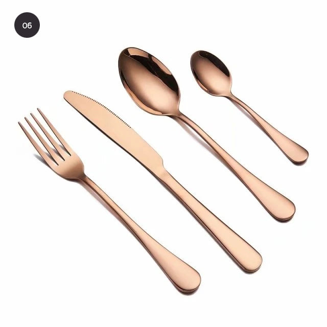 Rainbow Colored Cutlery Stainless Steel Knife Fork Spoon Modern Dinnerware Golden Silver Rose Gold Flatware Essential Contemporary Kitchen Accessories