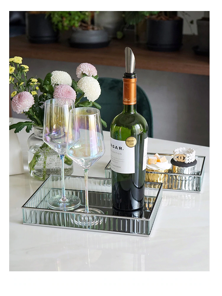 <h3><span><b>Retro Decorative Glass Mirror Tray For Drinks Snacks Desserts Perfumes etc Mirrored Base With Black Silver Gold Metal Edges. </b></span></h3> <p><span><strong>Decription:</strong> Elegant Mirrored Tray With Gold Black Silver Metal Edges. </span><br><span><strong>Type:</strong> Home Decor Tray for drinks, desserts, house plants, ornaments etc. </span><br><span><strong>Material:</strong> Glass, Metal </span><br><span><strong>Item name:</strong> Glass tray  </span><br><span><strong>Color:</strong> Gold/silver/black </span><br><span><strong>Size:</strong> 24x14cm, 28x20cm </span><br><span><strong>Material:</strong> Glass/mirror/metal </span><br><span><strong>Use for:</strong> Dinner/Coffee/dessert/jewelry/wine/perfume </span><br><span><strong>Occasion:</strong> Home/kitchen/showcase/party/wedding</span><br><span><strong>Quantity:</strong> 1 piece </span></p> <p><span><img src="https://cdn.shopify.com/s/files/1/0270/7796/7917/files/Retro_Decorative_Glass_Mirror_Tray_For_Drinks_Snacks_Desserts_Perfumes_etc_Mirrored_Base_With_Black_Silver_Gold_Metal_E_9.png?v=1576109967" alt="Retro Decorative Glass Mirror Tray For Drinks Snacks Desserts Perfumes etc Mirrored Base With Black Silver Gold Metal Edges"></span></p> <p><span><img src="https://cdn.shopify.com/s/files/1/0270/7796/7917/files/Retro_Decorative_Glass_Mirror_Tray_For_Drinks_Snacks_Desserts_Perfumes_etc_Mirrored_Base_With_Black_Silver_Gold_Metal_E_3.png?v=1576110000" alt="Retro Decorative Glass Mirror Tray For Drinks Snacks Desserts Perfumes etc Mirrored Base With Black Silver Gold Metal Edges"></span></p> <p><span><img src="https://cdn.shopify.com/s/files/1/0270/7796/7917/files/Retro_Decorative_Glass_Mirror_Tray_For_Drinks_Snacks_Desserts_Perfumes_etc_Mirrored_Base_With_Black_Silver_Gold_Metal_E_4.png?v=1576110021" alt="Retro Decorative Glass Mirror Tray For Drinks Snacks Desserts Perfumes etc Mirrored Base With Black Silver Gold Metal Edges"></span></p> <p><span><img src="https://cdn.shopify.com/s/files/1/0270/7796/7917/files/Retro_Decorative_Glass_Mirror_Tray_For_Drinks_Snacks_Desserts_Perfumes_etc_Mirrored_Base_With_Black_Silver_Gold_Metal_E_5.png?v=1576110049" alt="Retro Decorative Glass Mirror Tray For Drinks Snacks Desserts Perfumes etc Mirrored Base With Black Silver Gold Metal Edges"></span></p> <p><span><img src="https://cdn.shopify.com/s/files/1/0270/7796/7917/files/Retro_Decorative_Glass_Mirror_Tray_For_Drinks_Snacks_Desserts_Perfumes_etc_Mirrored_Base_With_Black_Silver_Gold_Metal_E_6.png?v=1576110073" alt="Retro Decorative Glass Mirror Tray For Drinks Snacks Desserts Perfumes etc Mirrored Base With Black Silver Gold Metal Edges"></span></p> <p> </p> <p> </p>