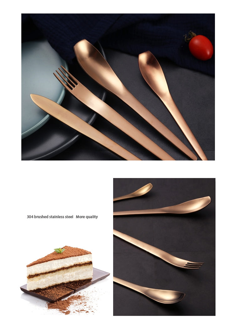 Rose Gold Stainless Steel Modern Cutlery Set Contemporary Design Flatware Japanese Style Dinnerware Spoon Fork Knife Tableware Set Modern Home Decor Kitchen Dining Solutions