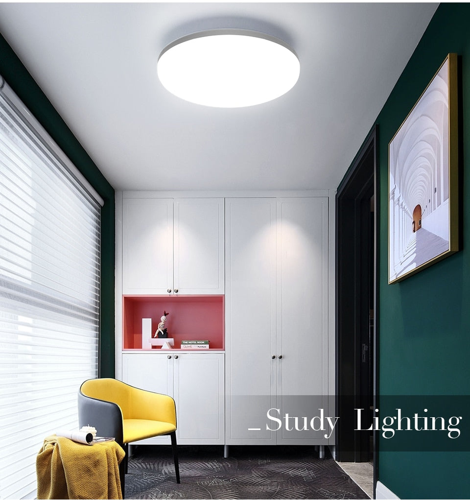 Round White LED Ceiling Light Minimalist UFO Style Energy Saving Modern Bright Home Interior Lighting Solution For Living Room Dining Room Study Room Lights