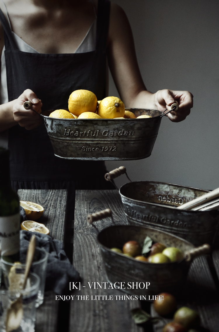 Rustic Vintage Iron Fruit Storage Basket With Handles Traditional Cottage Decor Retro Bread Bin Flower Pot Vintage Kitchen Decor