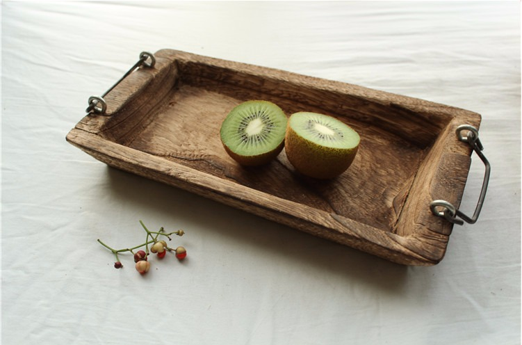 Rustic Wood Log Tray Natural Vintage Wooden Serving Tray Decorative Table Fixture For Fruits Vegetables Snacks Dessert Etc Handmade Festive Table Decoration