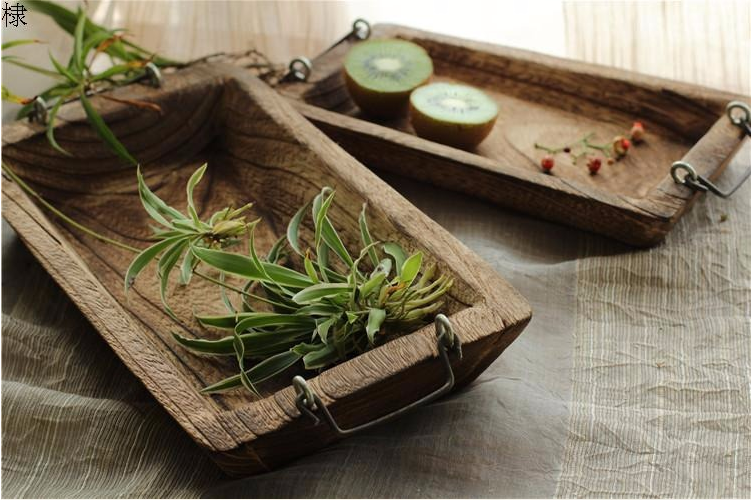 Rustic Wood Log Tray Natural Vintage Wooden Serving Tray Decorative Table Fixture For Fruits Vegetables Snacks Dessert Etc Handmade Festive Table Decoration