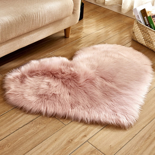 Soft Plush Fluffy Heart Rug Floor Mat For Living Room Bedroom Anti Slip Deep Pile Rug - Choose Your Color!