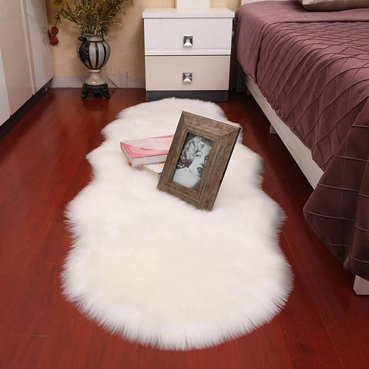 Soft Faux Sheepskin Furry Rug For Bedroom Deep Pile Shaggy Carpet Mat For Living Room Bedroom Cosy Sofa Rug Ideal For Wooden Floors