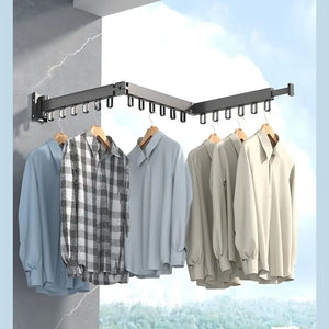 Modern Space Aluminum Folding Expandable Clothes Hanger Drying Rack Wall Mounted Washroom Racking - House.Boutique - Drying Racks & Hangers