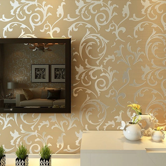 3D Embossed Vintage Damask Silver Gray Wallpaper Retro Victorian Home Decor Silver Floral Luxury Modern Wall Coverings